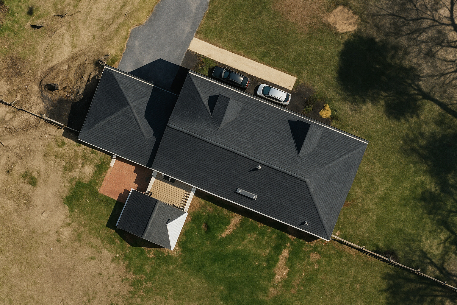 HD aerial view of a real roof